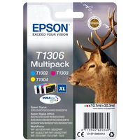 Epson Stag Tinta multipack 3 colores T1306 DURABrite Ultra Ciervo Alto rendimiento (XL), Cian, Magenta, Amarillo, Tinta a base de pigmentos, 10,1 ml, 1 pieza(s), Multipack