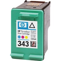 HP Cartucho de tinta original 343 Tri-color Rendimiento estándar, Cian, Magenta, Amarillo, Tinta a base de colorante, 1 pieza(s), 330 páginas, Minorista