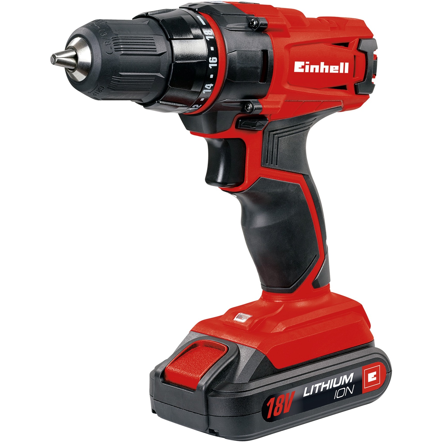 EINHELL TC-CD 18-2 Li Taladro de pistola Negro, Rojo Ión de litio 1,5 Ah 1,37 kg, Taladro/destornillador rojo/Negro, Taladro de pistola, perforacion, Desatornillar, Negro, Rojo, 38 Nm, 350 RPM, 1250 RPM
